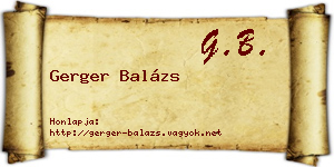 Gerger Balázs névjegykártya