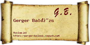 Gerger Balázs névjegykártya